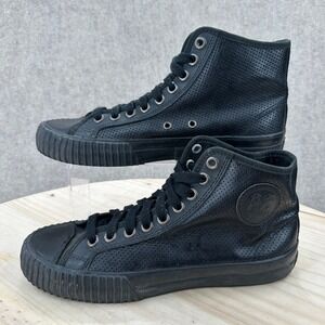 PF Flyers Center Hi Sneakers Mens 8 Womens 9.5 Black Perforated Leather PM15OH4L